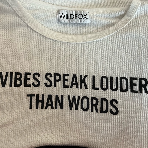 WILDFOX Vibes Speak Louder Than Words Thermal Shirt Positive Quote Top Yoga Gym - Picture 7 of 7
